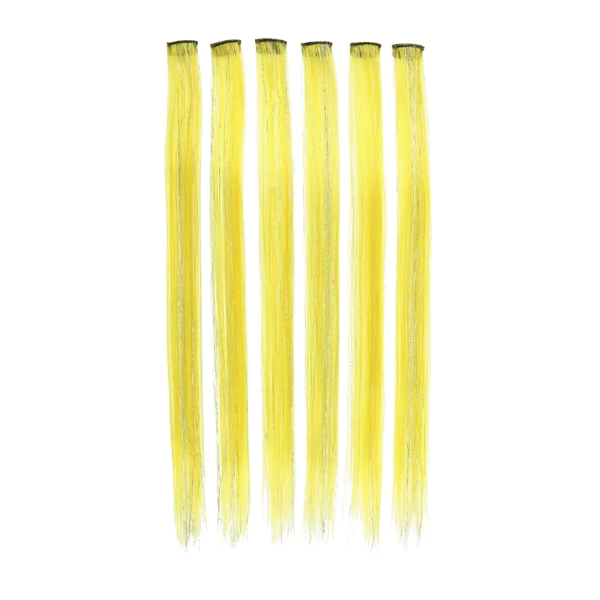 Synthetic 6pcs Clip in Hot Pink Hair Extensions Mix tinsels 22 Inch Colored Hair Extensions 2 in 1 Rainbow Hair — image 12