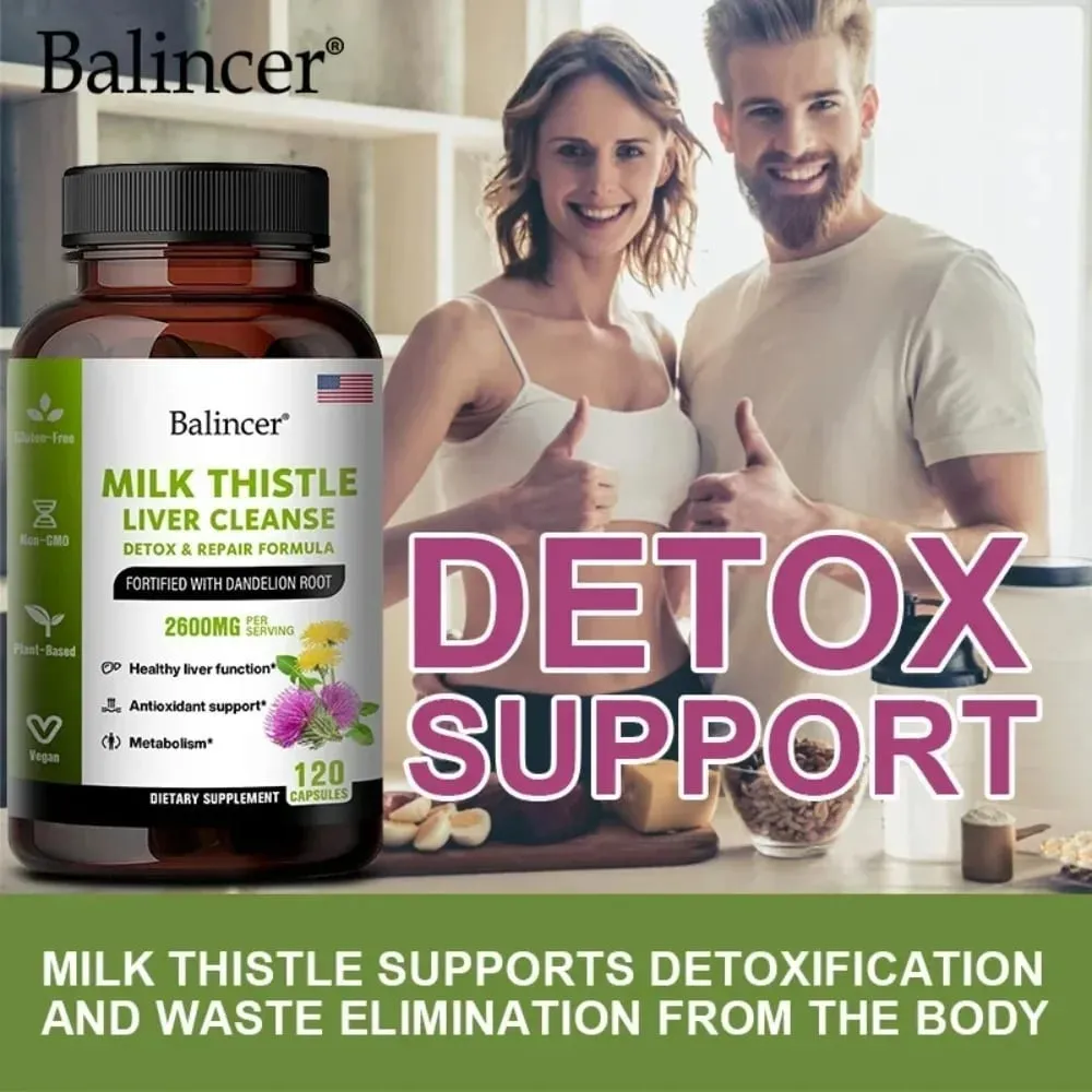 Milk Thistle with Dandelion Root-Antioxidant Liver & Kidney Health Support Supplement Vegan Non-GMO Gluten Free 120 Capsules — image 7