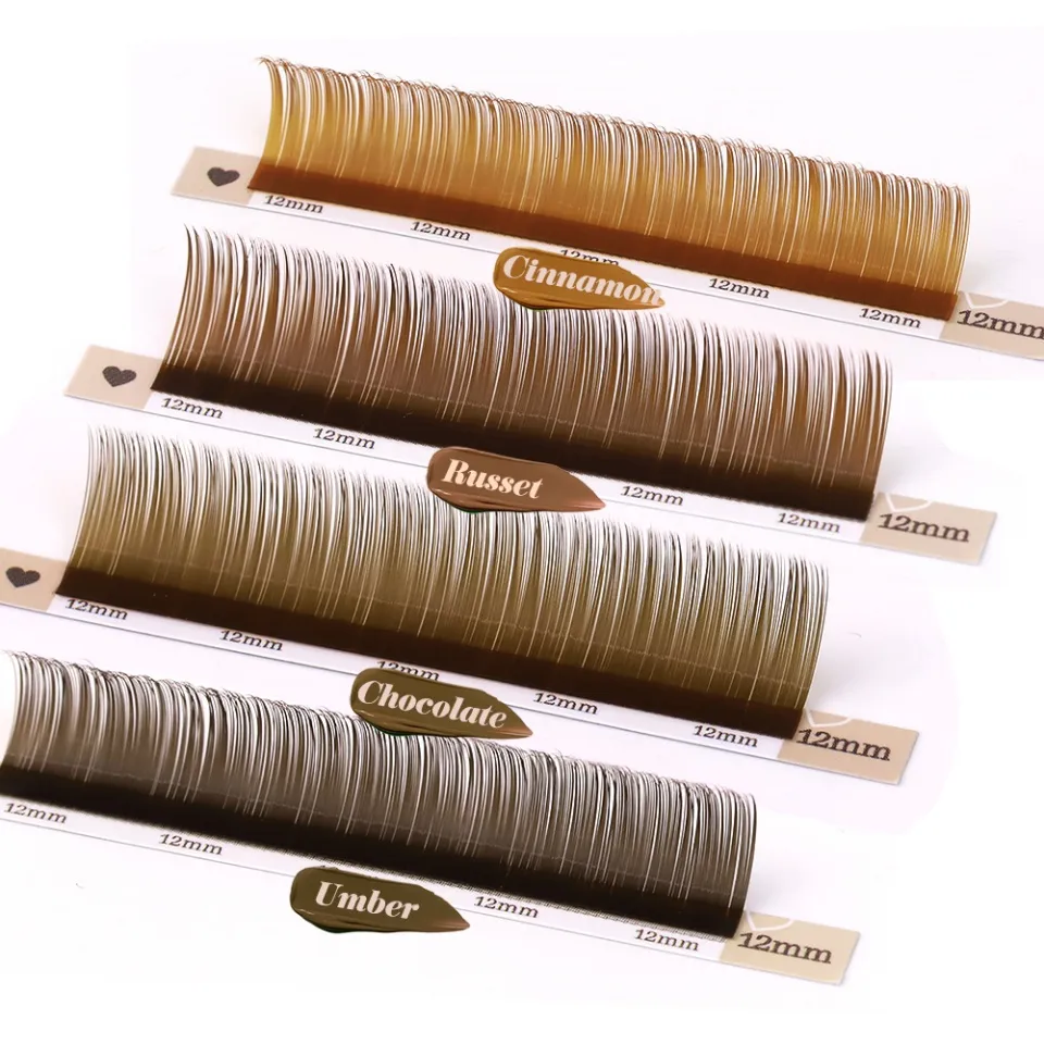 20Rows C CC D Curl Natural Brown Russian Volume Eyelashes 7-15mm Mixed Cashmere Soft Classic Dark Brown Eyelash Extensions — image 3