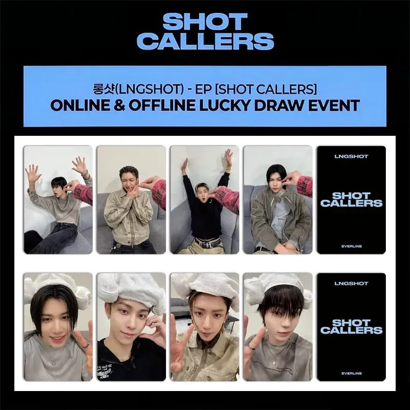 4PCS Kpop Hot Boy Group LNGSHOT Album "SHOT CALLERS" EVERLINE HD Discount Card OHYUL LOUIS RYUL WOOJIN Small Cards Photocards