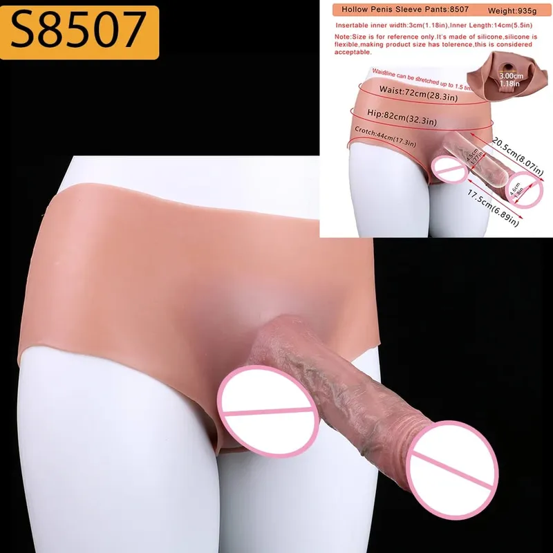 Reusable Hollow Penis Sleeve Pants насадка на член Realistic Male Dick Extender Sex Toys Couples Sex Pleasure Products — image 15