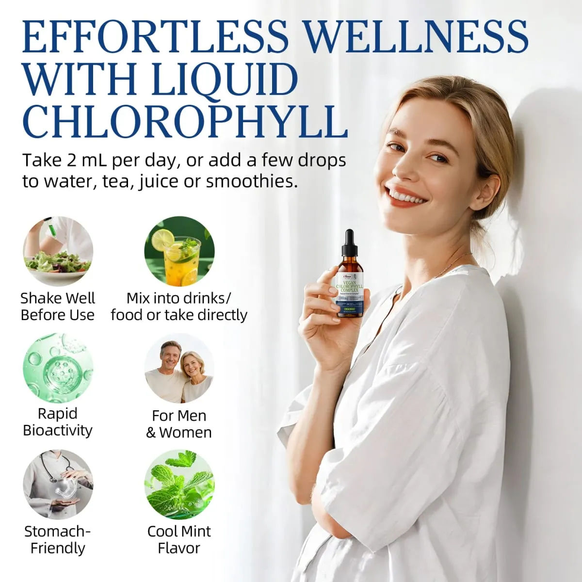 Alliwise 200mg High Potency Chlorophyll Drops for Enhanced Immunity Digestive Health Antioxidant Parsley + Vitamin C Nourishes