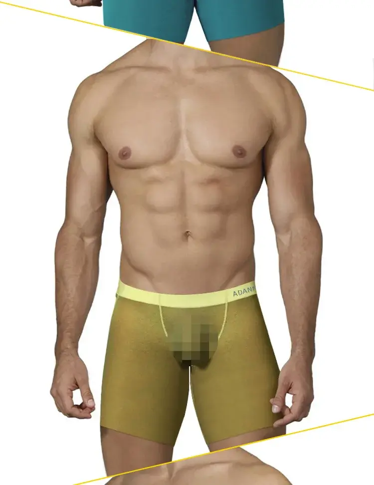 Pakaian Dalam Pria Ultratipis 0.01Mm Celana Boxer Panjang Celana Dalam Kebugaran Gym Transparan Sutra Es Pendingin Slip Jaring Mulus — image 4