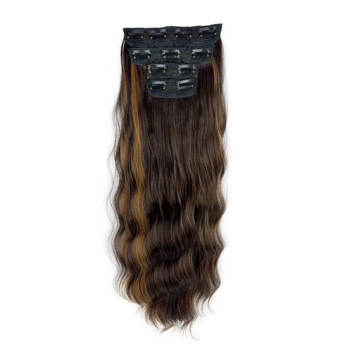 4-Piece Set Women's Synthetic Clip-in Wig Extensions Long Wavy Thick Clip-in Wig Pieces Voluminous Wig — image 10