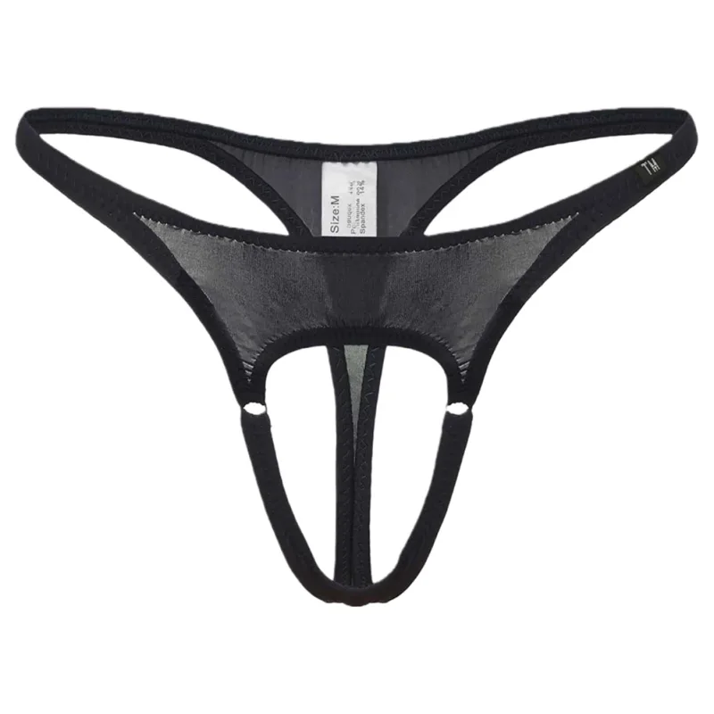 Sexy Men Underwear Thongs with Front Open Pouch Low Rise Fit High Elastic Stretch for Club Party 95%Polyester+5%Spandex