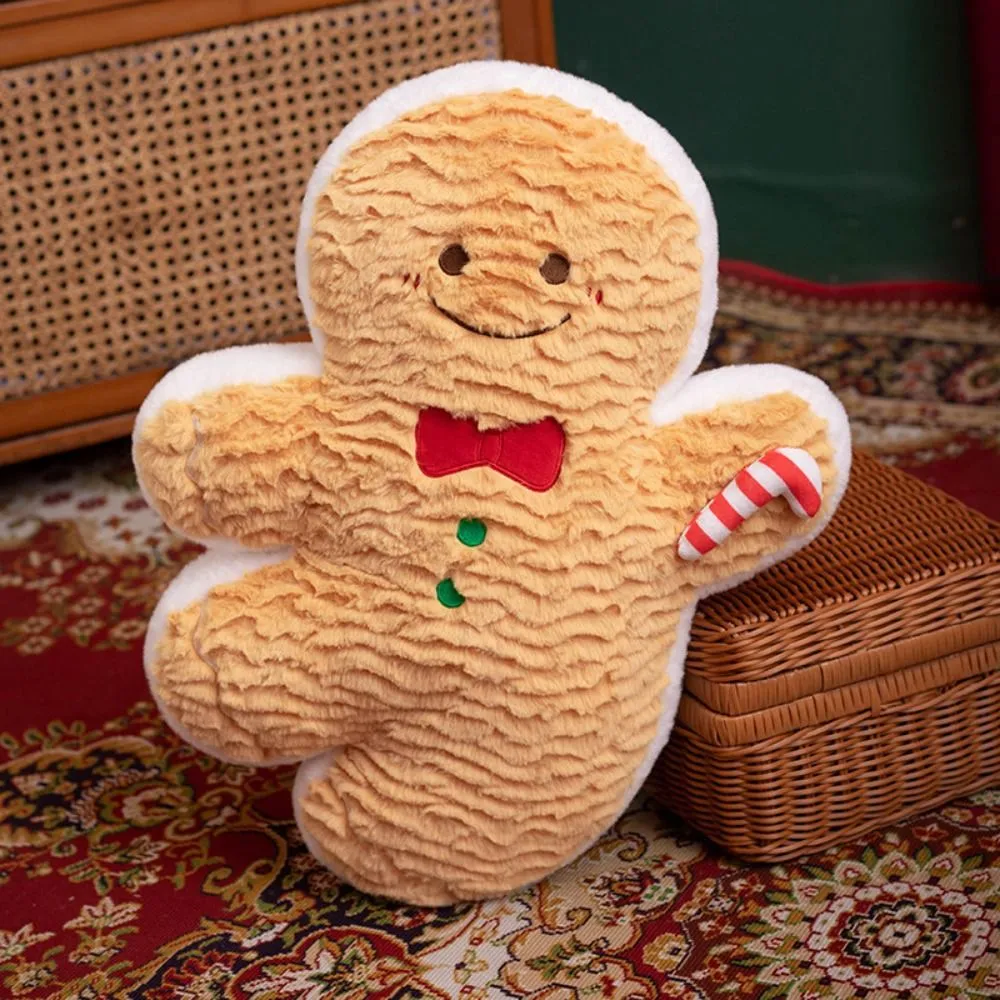 Cute Creative Hugis Christmas Pillow Soft Stuffed Kumportable Gingerbread Man Cushion Pana-panahong Pattern Waist Cushion Home Decor — image 3