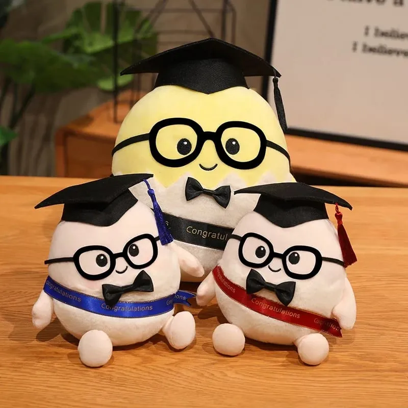 15/25cm Ribbon Humanoid Egg Plush Toy Graduation Bachelor Doctor Stuffed Plushie Kawaii Mascot Souvenir Classmate Gift — image 5