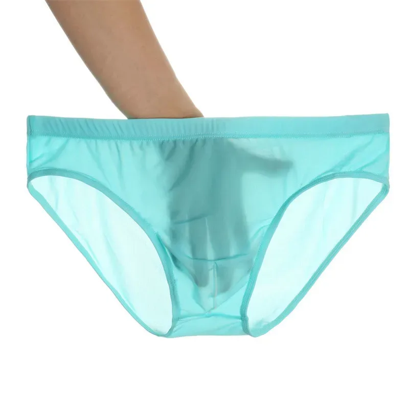 2PCS Ultra Thin Ice Silk กางเกง Plus ขนาด M-4XL สีทึบเยาวชนโปร่งแสงต่ำเอว Breathable เซ็กซี่ชายกางเกง