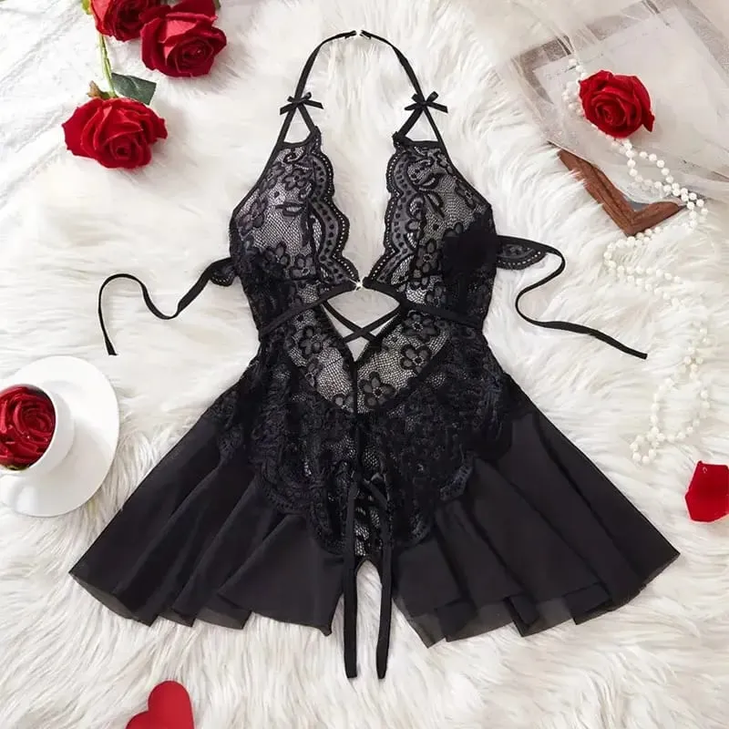 Halter-neck Sexy Bra With Adjustable Straps Open-Back One-Piece Underwear Best-Selling Erotic Lingerie For Women Intimacy Set — image 11