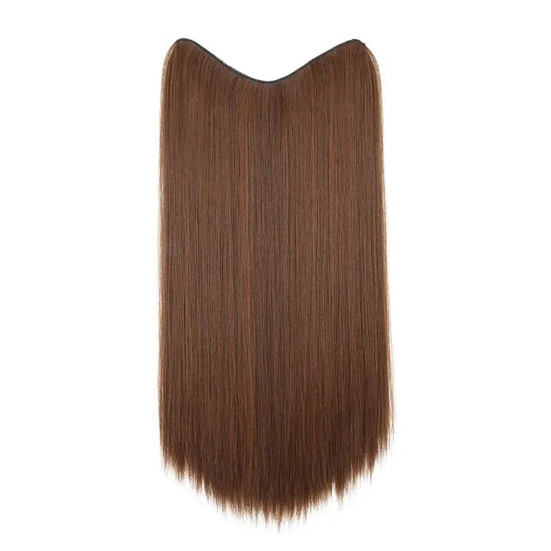 24Inch Synthetic Long Straight One Piece 4 Clips Hair Extensions Invisible Hairpiece Soft Fake Hair For Women Daily Wear — image 9