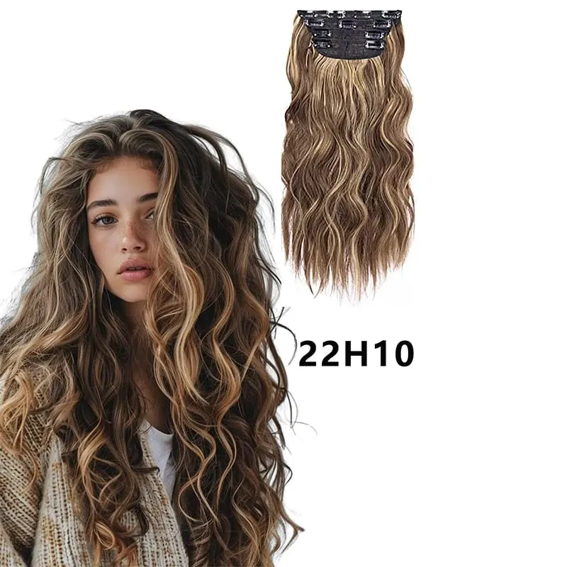Long Wavy Synthetic Hair Extension 4pcs Clip In Hair Extensions Clip In 20 Inches Synthetic Soft And Natural Thick Hair Pieces — image 9