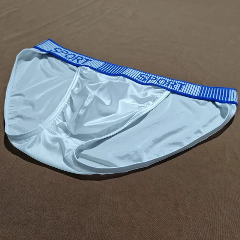 Slip à fourche haute pour hommes, taille moyenne, élastique, respirant, convexe en U, sous-vêtements en soie glacée, short soyeux à ajustement serré — image 7
