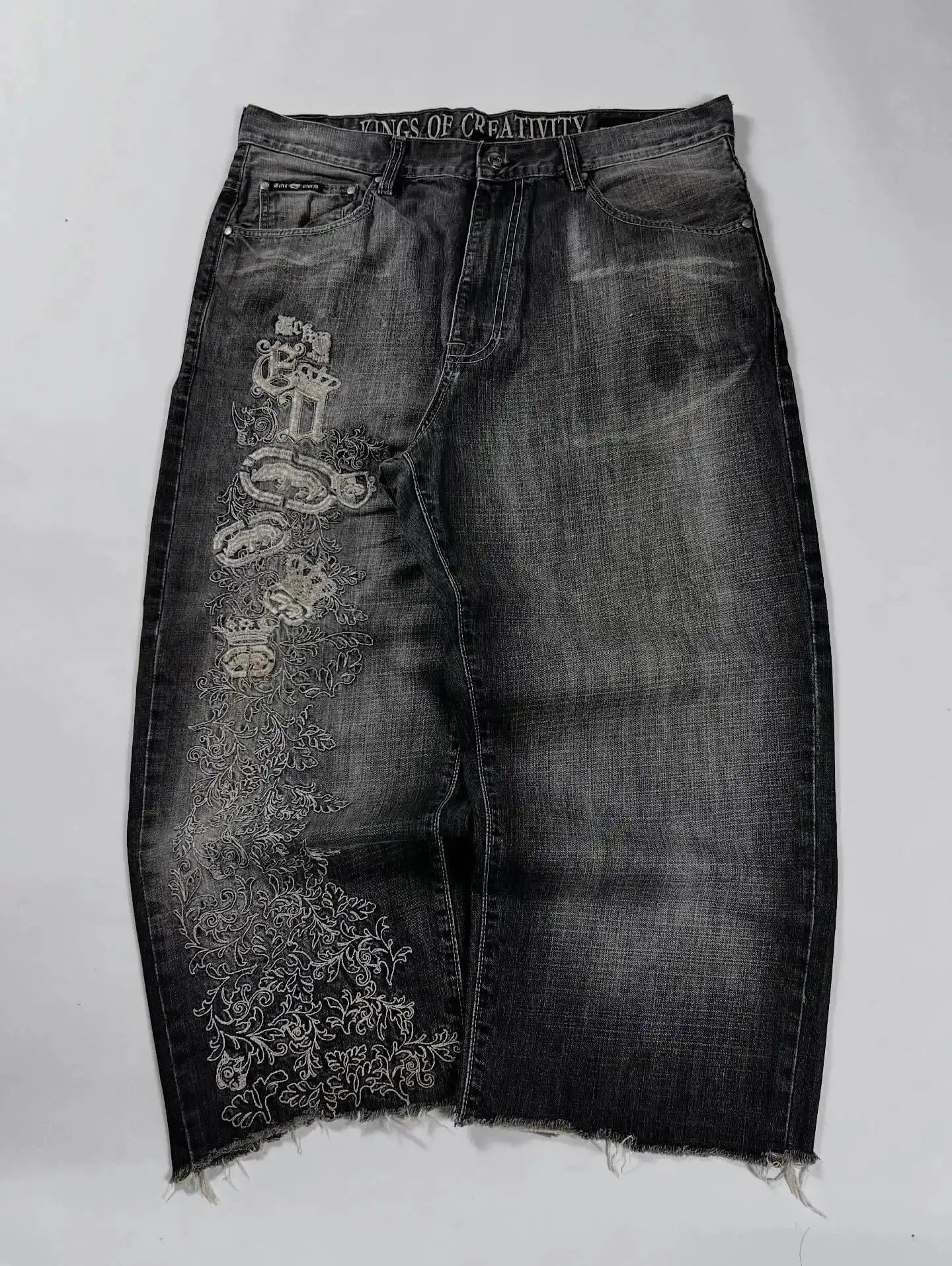 Retro Y2K Oversized Print Explosions Mens Jeans American Hip-hop Trend Gothic Straight Pants Harajuku Casual Couple Wide Pants — image 5