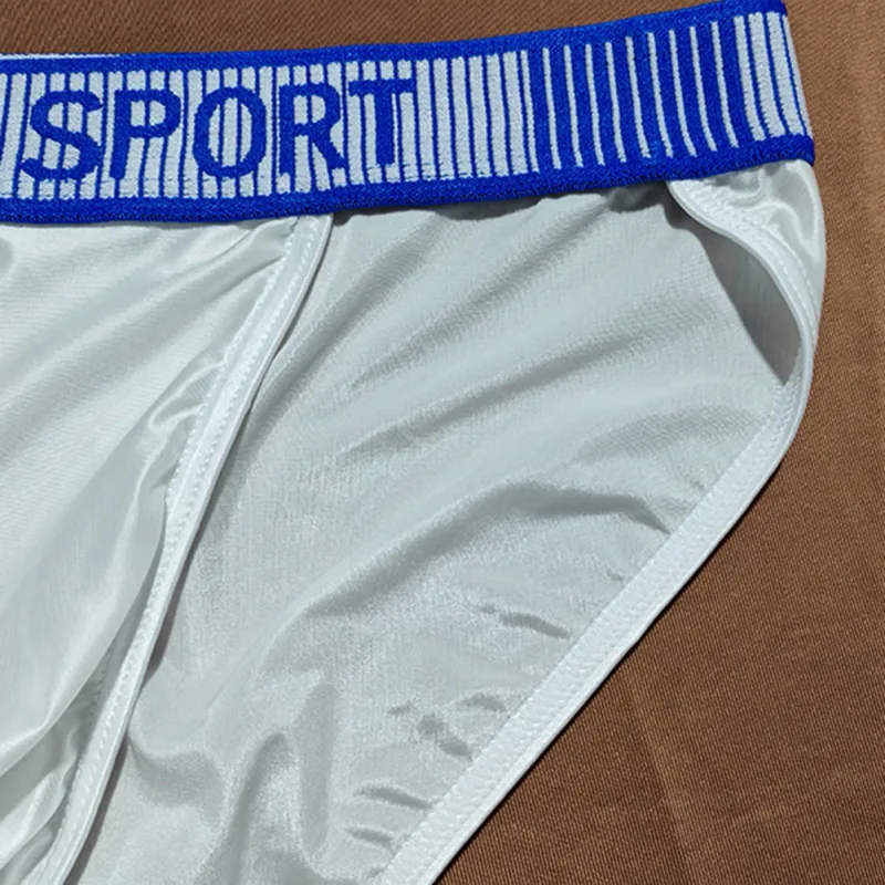 Slip à fourche haute pour hommes, taille moyenne, élastique, respirant, convexe en U, sous-vêtements en soie glacée, short soyeux à ajustement serré — image 6