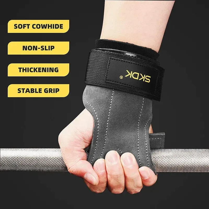 2Pcs Gym Gloves Fitness Hand Palm Protection Equipment Anti Slip Wear-resistant Wrist Wraps Hard Pull Weight Lifting Grip Pads — image 3