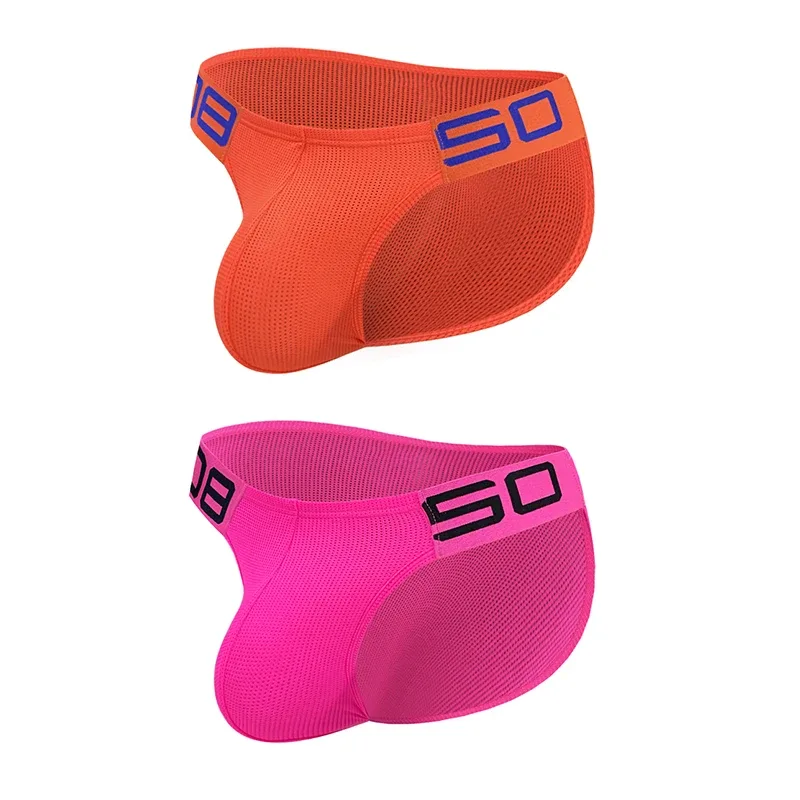 Cuecas masculinas de mistura de nylon, cuecas respiráveis com letras de chifre em relevo, cintura elástica larga, cor fluorescente, roupa íntima sexy — image 29