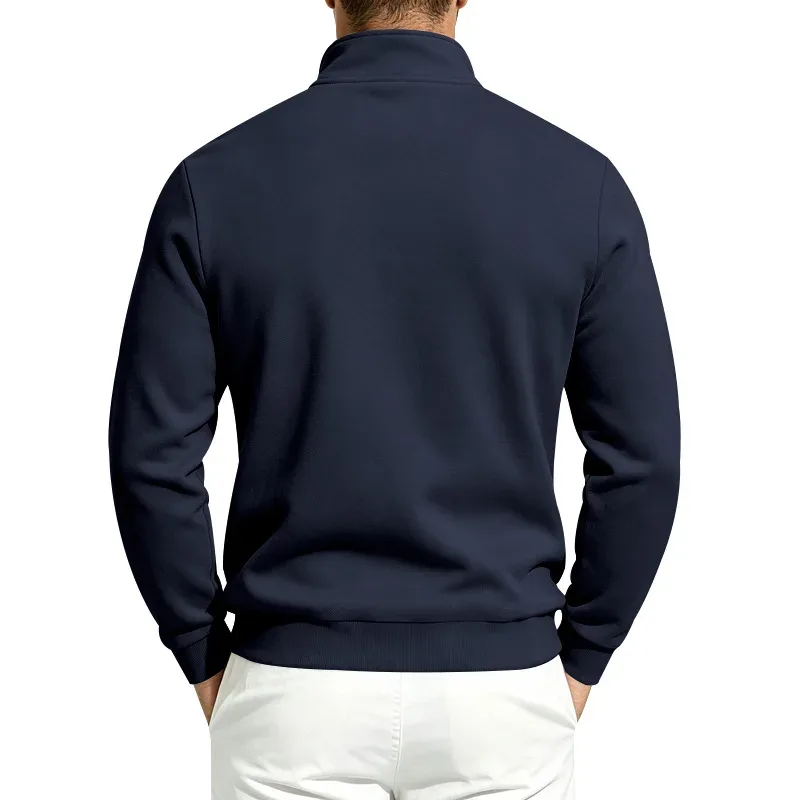 Men 2026 Autumn Winter Hot Item Fleece Lined Stand Collar Loose Vintage Sweatshirt Casual Commuter Fashion Male Daily Outerwear