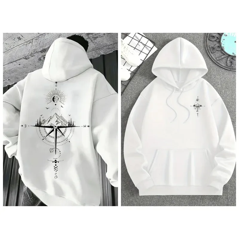 Men's Hoodies Long-sleeved Hooded Sweatshirts Compass Street Fashion Hoodie Harajuku Fashion Streetwear Classic Men Clothing — image 9