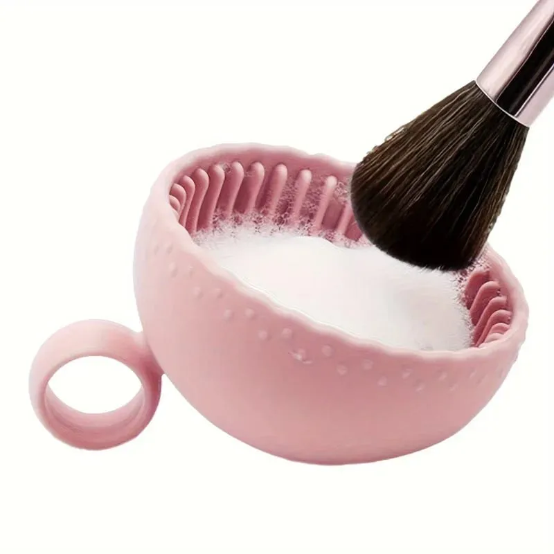 Brush Cleaning Bowl with Brush Cleaning Silicone Makeup Brush Cleaning Bowl for Eyebrows Powder Blusher Face and Eye Brushes — image 1
