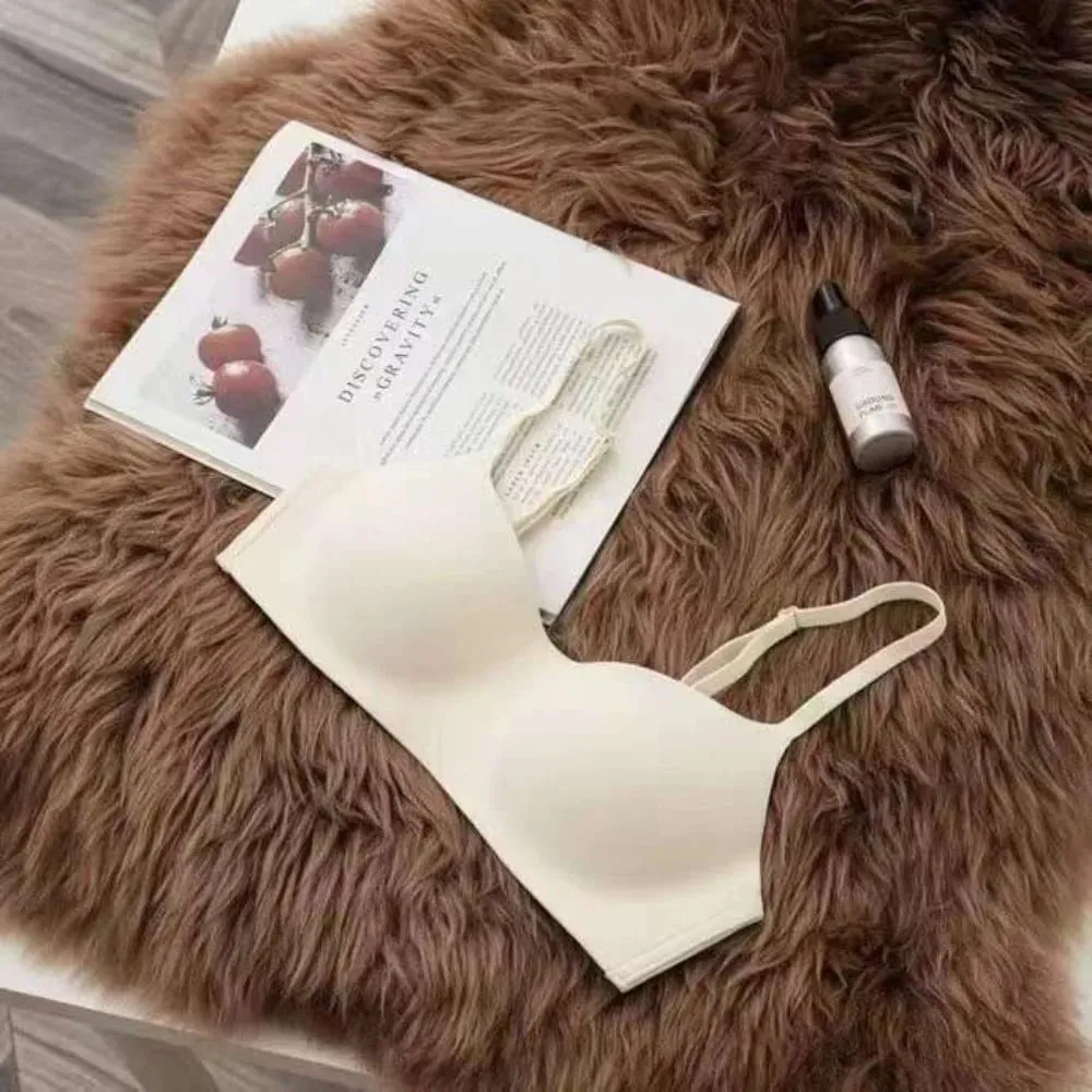 Soft Comfort Wireless Bra Thin Cup Elastic Material Push Up Bra Elastic Gathered Design Seamless Bra Lingerie Beauty