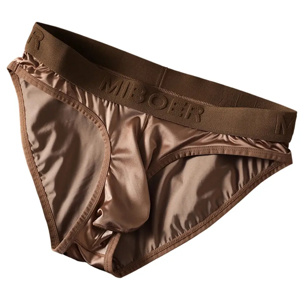 Low Waist Mens Briefs Underwear with Ice Silk Satin-like Fabric Bulge Pouch Smooth Stretch Breathable Underpants — image 11