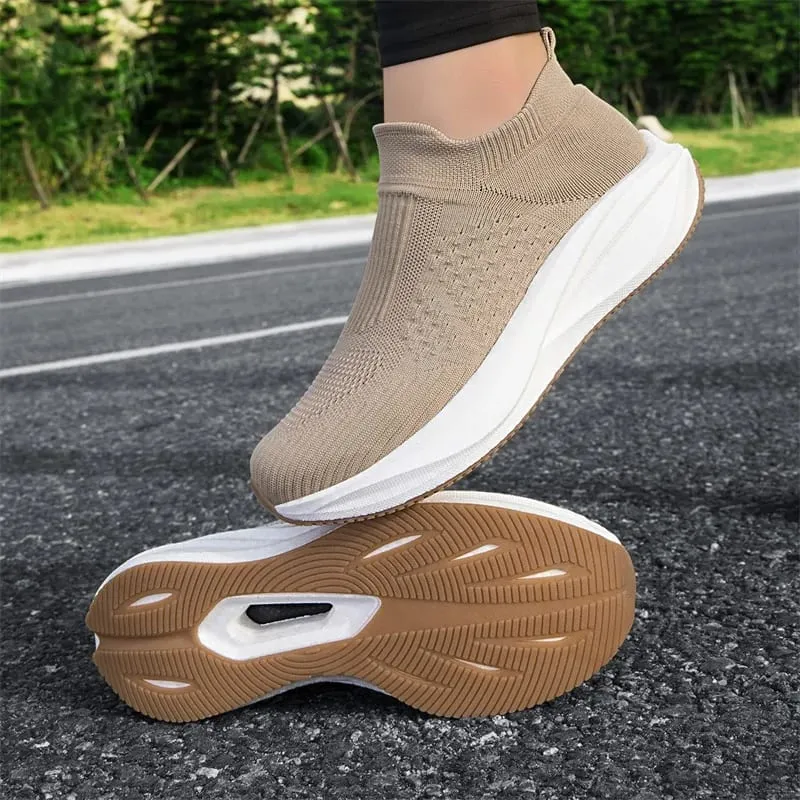 Unisex Slip on Sock Running Shoes Breathable Knit Mesh Sneakers Lightweight CushionThick SoleNonSlipWalking GymAthletic Footwear — image 6