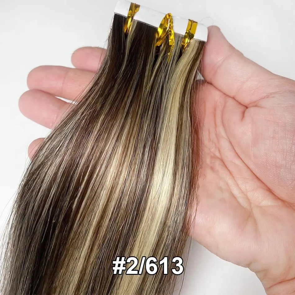 Full Shine Tape In 100% Remy Human Hair Straight Double Sided Blonde Comfortable Silky Natural Tape Ins For Women
