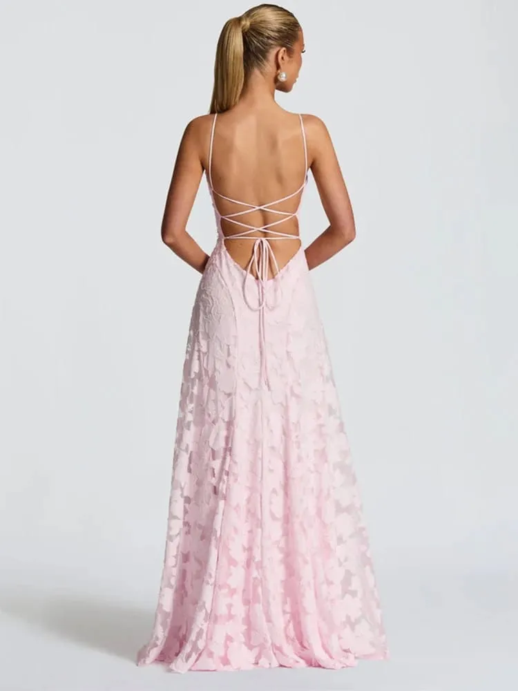 2026 Floral Embroidery Maxi Dress for Women Summer Party Prom Gowns Sexy Backless Suspender Dresses French Style Evening Dress — image 6
