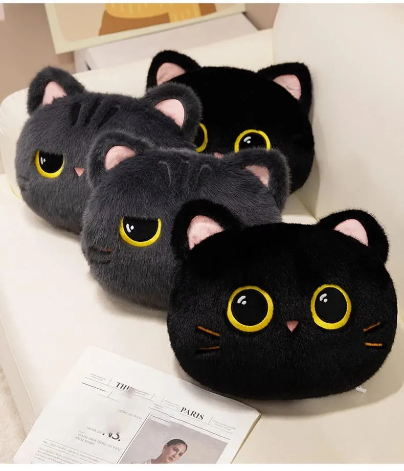 Original plush toy black cat official large doll throw pillow plush toy cute and adorable sofa cushion office throw pillow