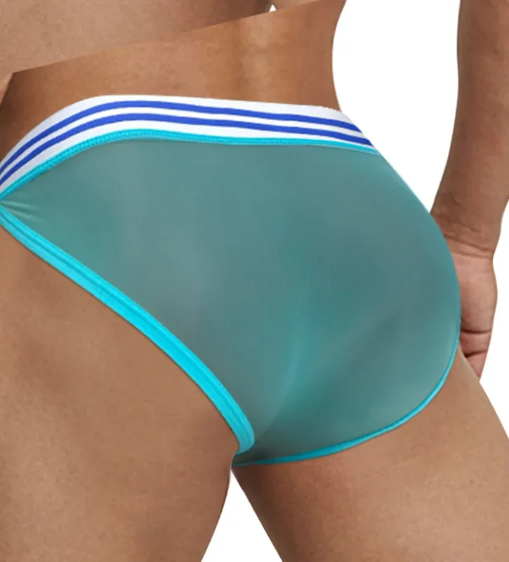 Men's Ice Silk Ultra-Thin Barely-There Mesh Sheer Briefs, Striped V-Shape Elastic Waistband Summer Daily Commute Underwear — image 30
