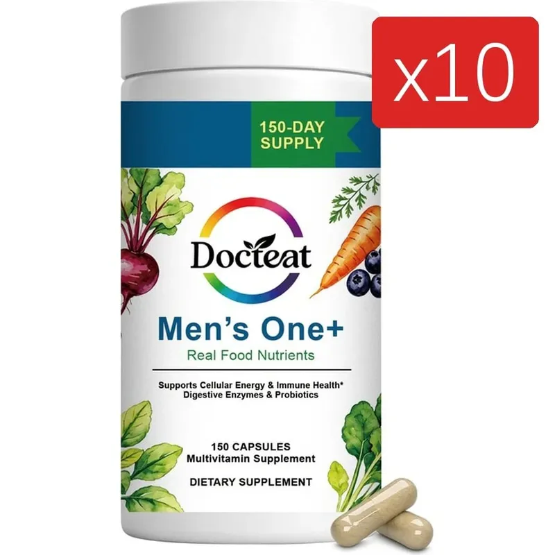Docteat Men's One+ Real Food Nutrients Capsules with Vitamins & Minerals for Energy Immune & Digestive Support Men 150 Capsules
