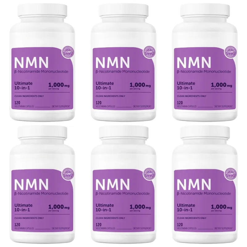 NMN Capsules 1000mg Complex with Resveratrol CoQ10 Glutathione & TMG for Daily Cellular Energy Support Non-GMO 120 Capsules
