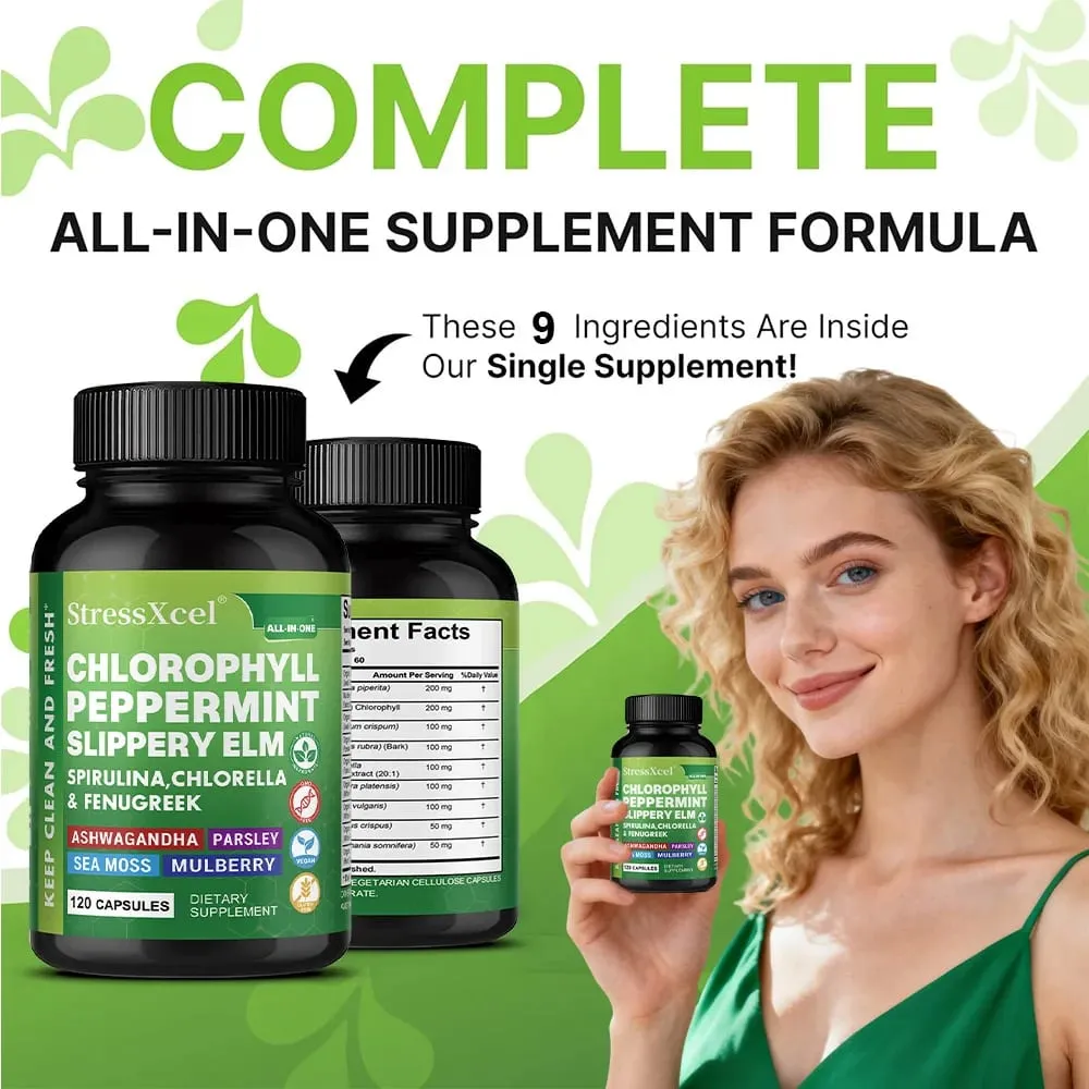 Chlorophyll Capsules with Peppermint - Supports Internal Cleanse Gut Health pH Balance Natural Freshness & Daily Wellness — image 4