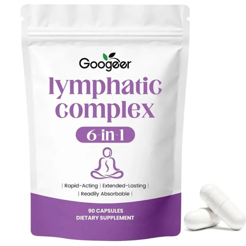 Googeer Lymphatic Complex 6-in-1 Capsules with Lymphatic Circulation and Drainage Support Magnesium Zinc Minerals 90 Capsules