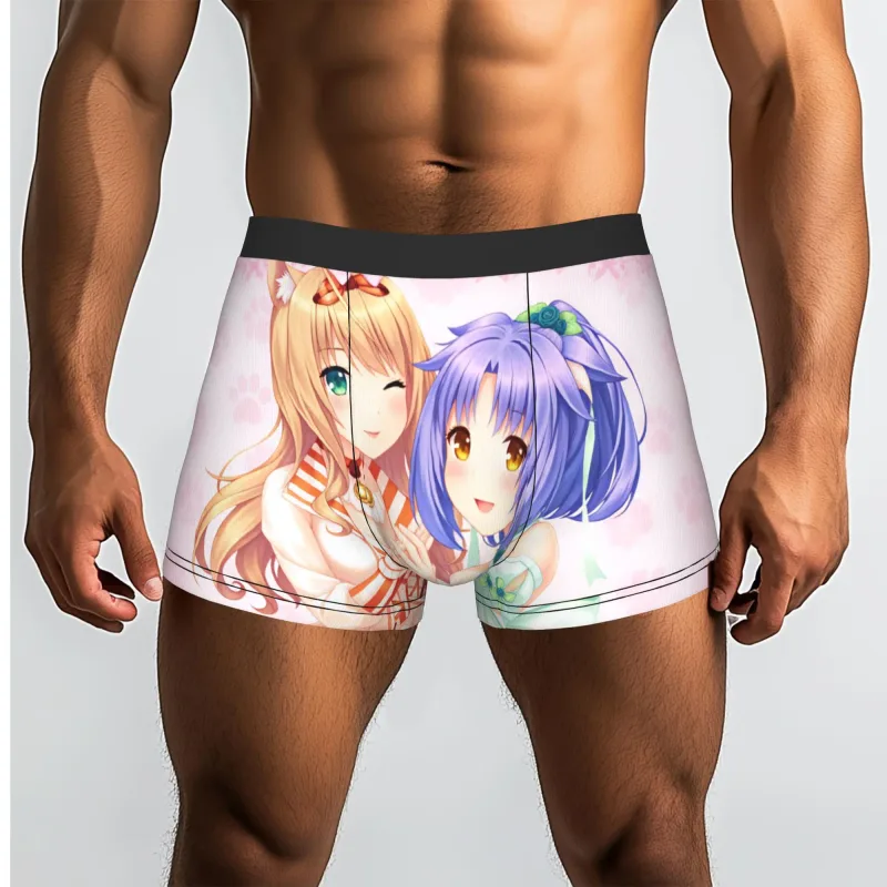 أنيمي N-Nekopara الشوكولاته الفانيليا الملابس الداخلية الرجال المطبوعة لعبة سراويل داخلية للرجال السراويل سراويل داخلية لينة