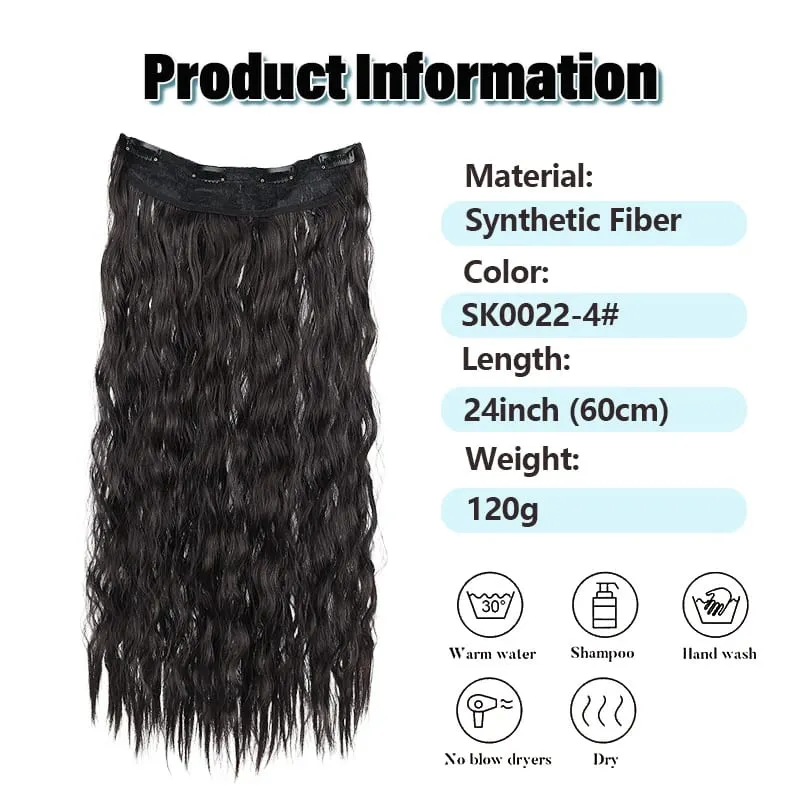 Synthetic Wig Extensions Long Curly Corn Perm One Piece Clip In Hairpiece for Women Instant Length — image 6