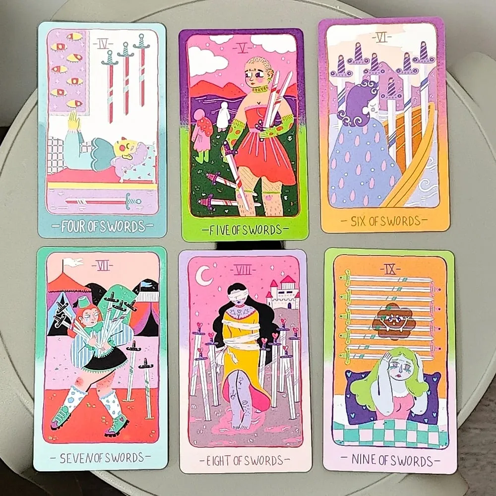 Pastel Prism Tarot Deck 78 Pcs Tarot Cards 10.3*6cm Imbued with The Soothing Tones of A Pink and Sky-blue Color Palette — image 4