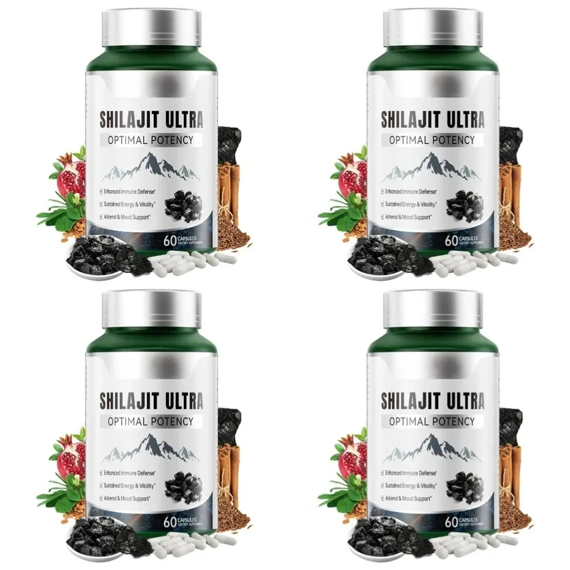 Shilajit Ultra with L-Arginine for Natural Energy and Vitality 60 Capsules Non-GMO Endurance Stamina Antioxidant Supplement