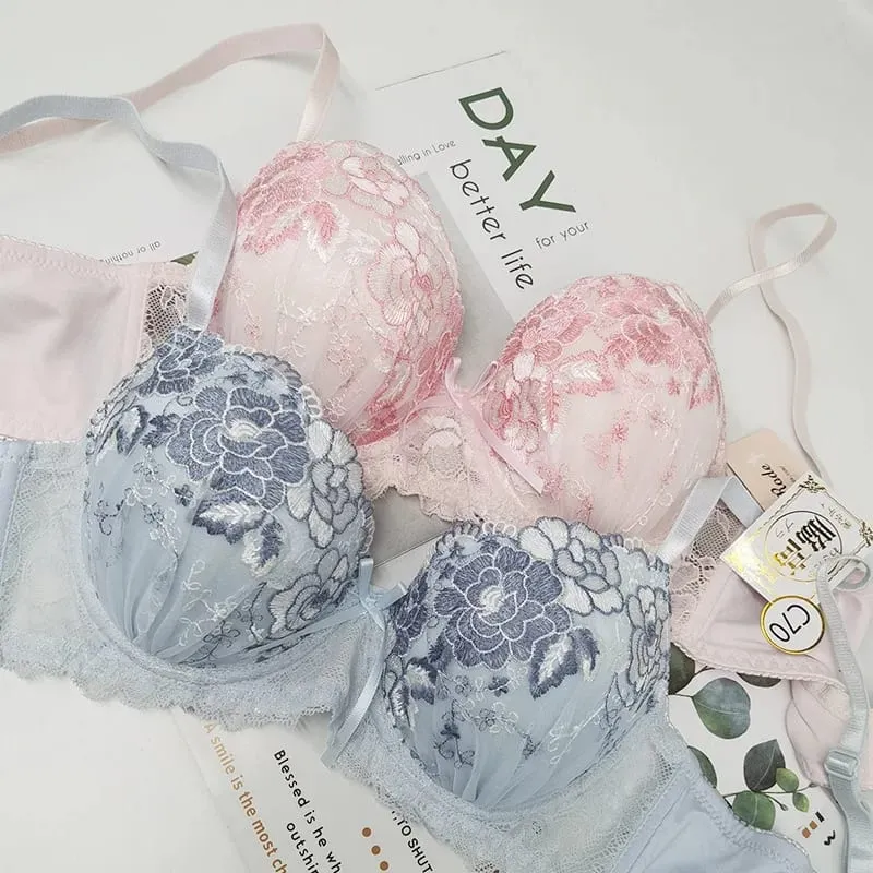 Sexy lace girls bra set gathered up support not run cup underwear women push up skin-friendly lingerie panties suit — image 3