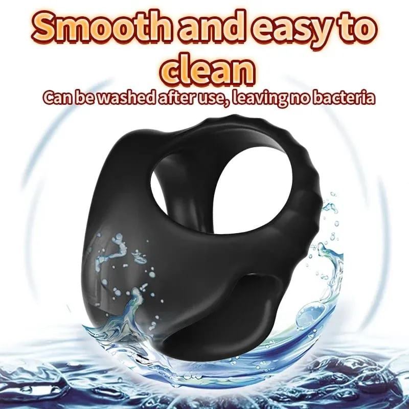 Soft Penis Ring Reusable Delay Ejaculation Lasting Scrotum Lock Ring Ball Scrotum Stretcher Triple Testicle Lock BDSM Sex Toys — image 4