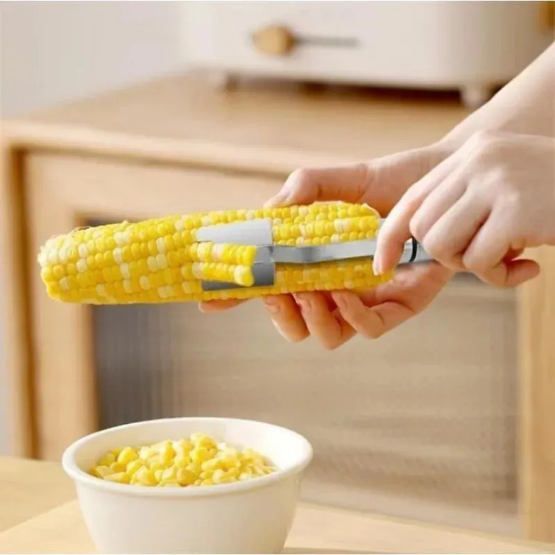 Pengupas Jagung Baja Tahan Karat Pengupas Jagung Bergerigi Pemotong Perontok Tongkol Jagung Gadget Dapur Buah dan Sayuran — image 8