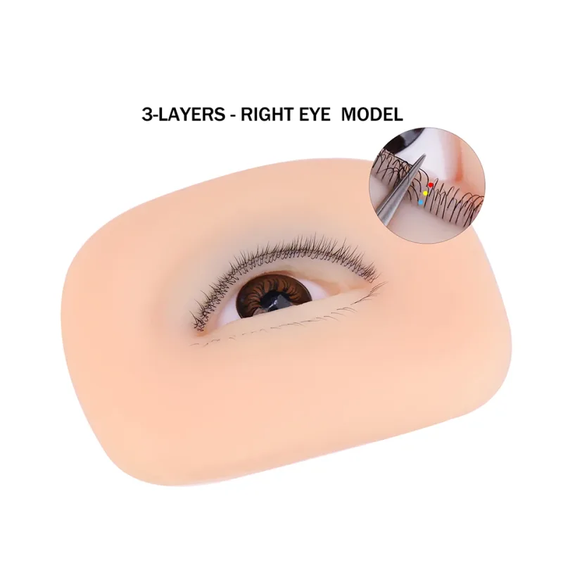 3 Layers Lashes Reusable Mannequin Eyes Eyelash Extension Eyes Model Doll Face Head Training Simulated Silicone Eye Makeup Tools