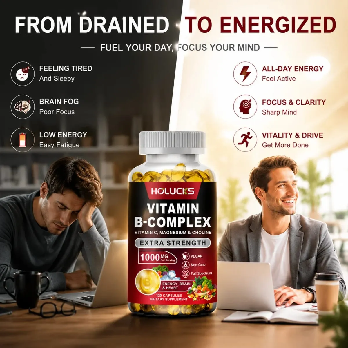 Yimiduk Premium Vitamin B Complex Supplement with Biotin & Folate for Promotes Healthy Hair Skin & Hormone Balance Vegan — image 3