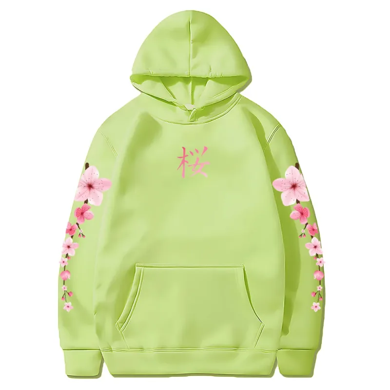 Japanese Blossom Sakura Graphic Hoodies Long Sleeve Winter Hooded Sweatshirts Casual Women/Men Comfortable Pullovers with Pocket — image 4