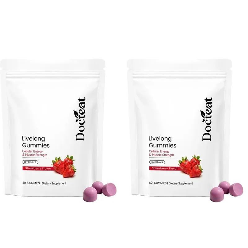 Docteat Urolithin A Gummies 500mg por porção Sabor morango Suporte diário para bem-estar celular 60 gomas para homens e mulheres — image 8
