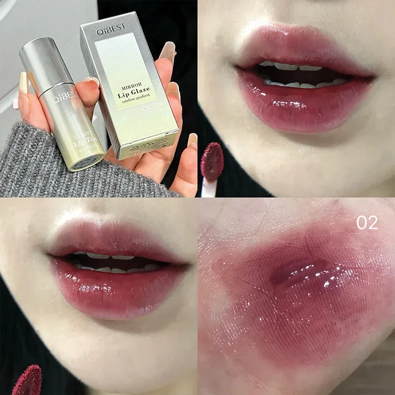 Brilho labial espelhado aquoso, hidratante de longa duração, fácil de usar, esmalte labial, hidratante, sexy, vermelho, maquiagem