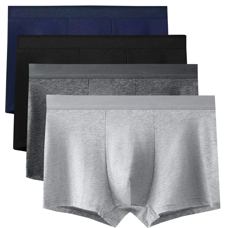 4pcs Cotton Men Boxer Shorts Male Underwear High Stretch Sexy Underpant Man Panties Plus Size L-4XL Mid Waist Breathable Brief