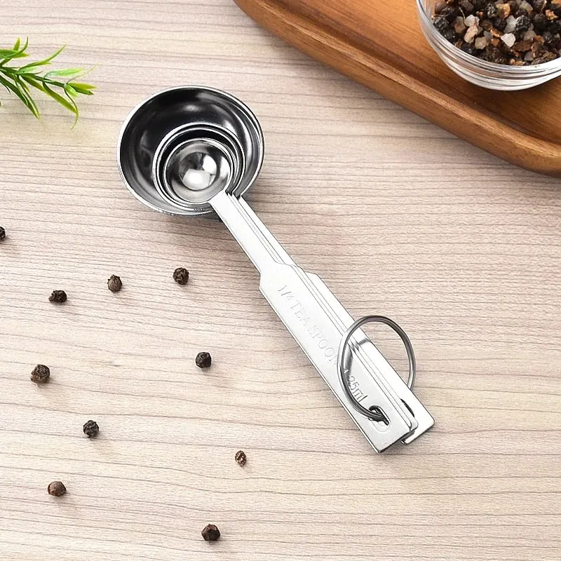 4Pcs Stainless Steel Measuring Spoons Set Tablespoon with Metric and UK Measurement Measure Spoon for Baking Liquid Solid Powder — image 5