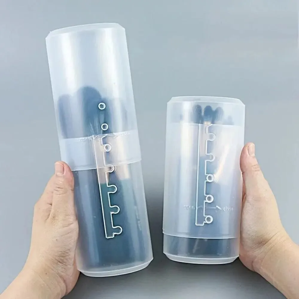 ใหม่โปร่งใสปรับความสูง PVC แปรงแต่งหน้าผู้ถือจัดเก็บถ้วยพร้อมฝาปิดกันฝุ่นแป้งแพคเกจกล่อง — image 2