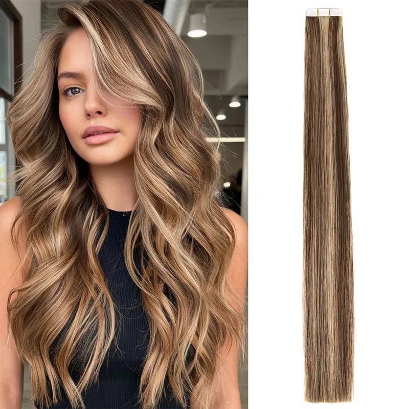 20pcs/pack Tape in Human Hair Extensions Silky Straight Real Human Hair Extensions Seamless Tape in Real Human Hair Extensions
